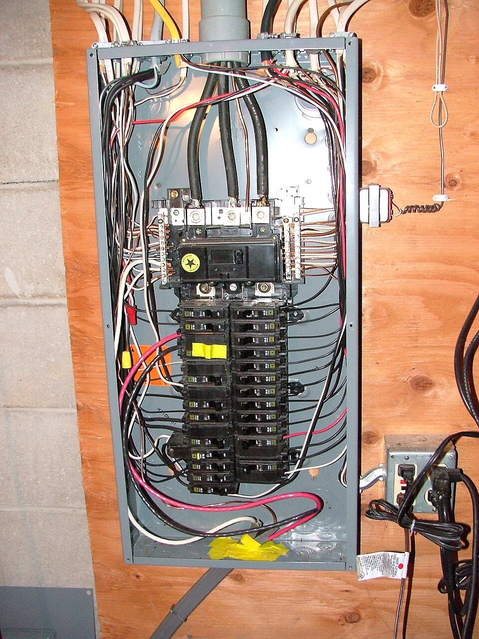 Open residential electrical service panel